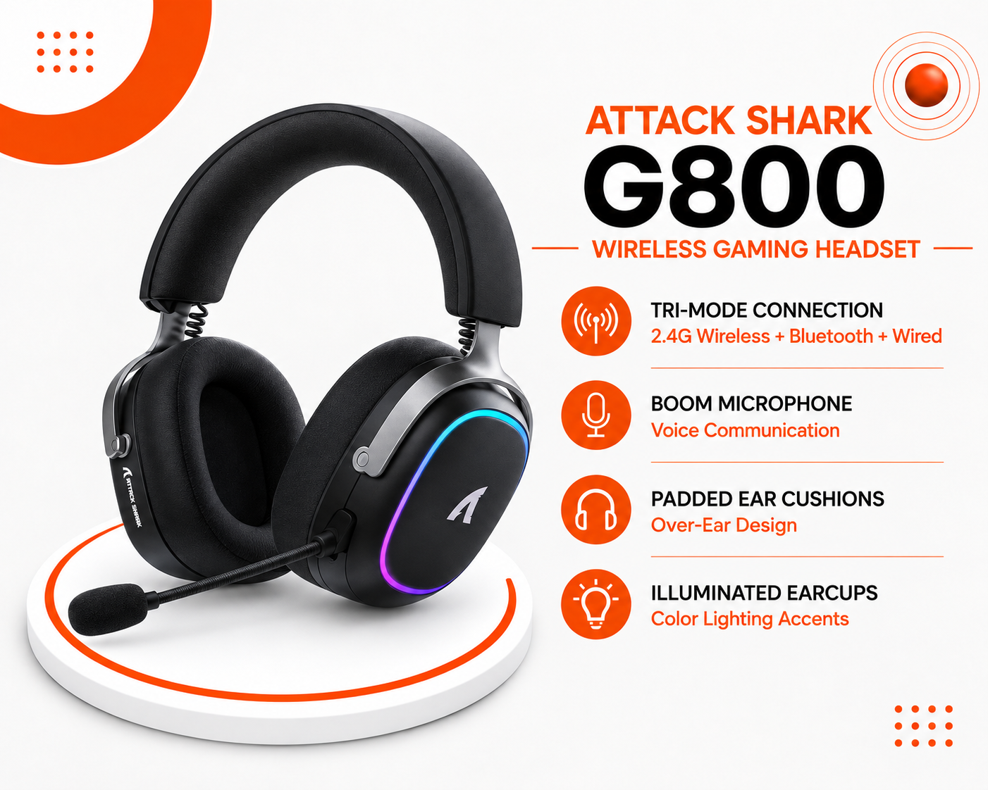 سماعة الألعاب اللاسلكية ATTACK SHARK G800