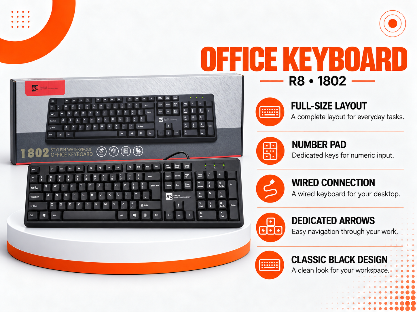 كيبورد R8 1802 Office Keyboard