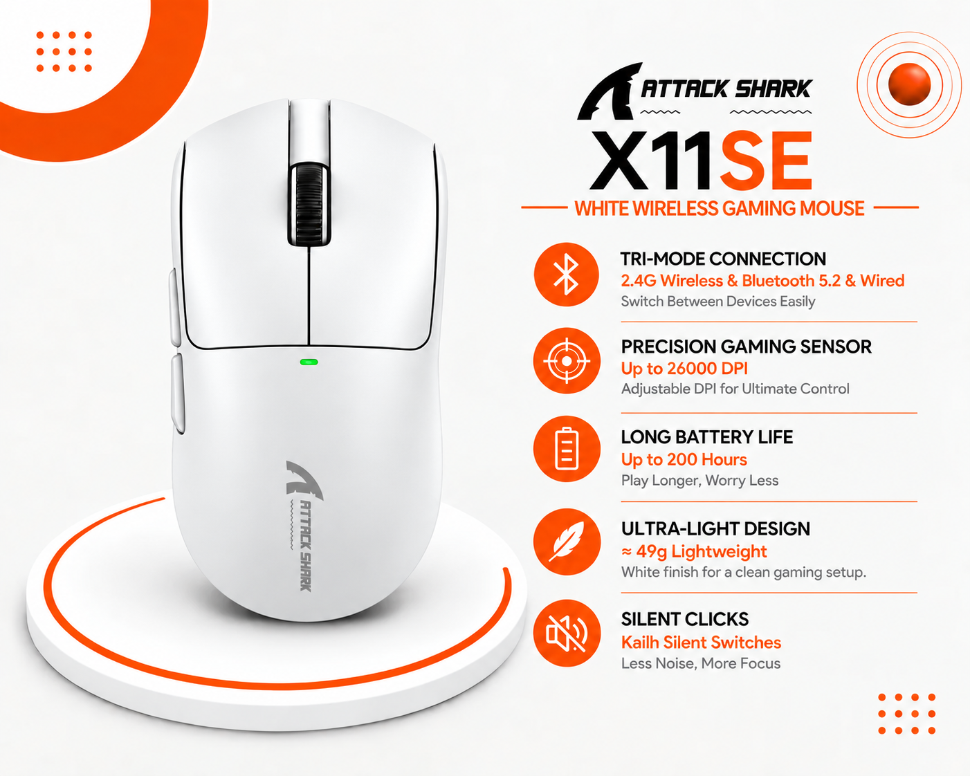 ماوس الألعاب اللاسلكي ATTACK SHARK X11 SE
