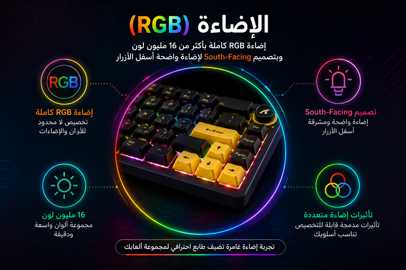 Attack Shark X65 Pro HE BLKYELLOW - كيبورد ألعاب مغناطيسي لاسلكي - تصميم 65% - 66 زر - 8000Hz - Rapid Trigger - Tri-Mode - RGB - بطارية 3000mAh - أسود وأصفر