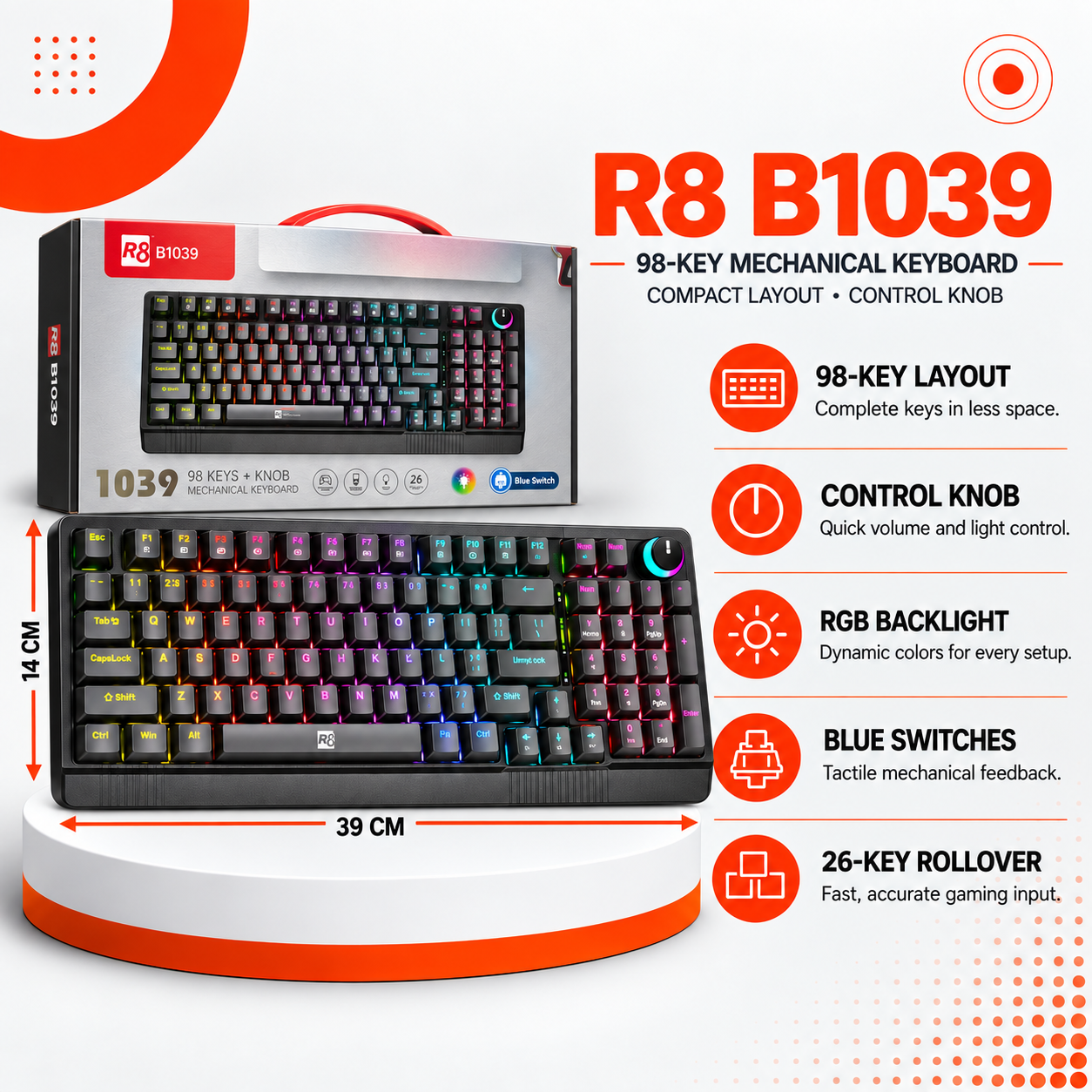 كيبورد R8 B1039 ميكانيكي للألعاب