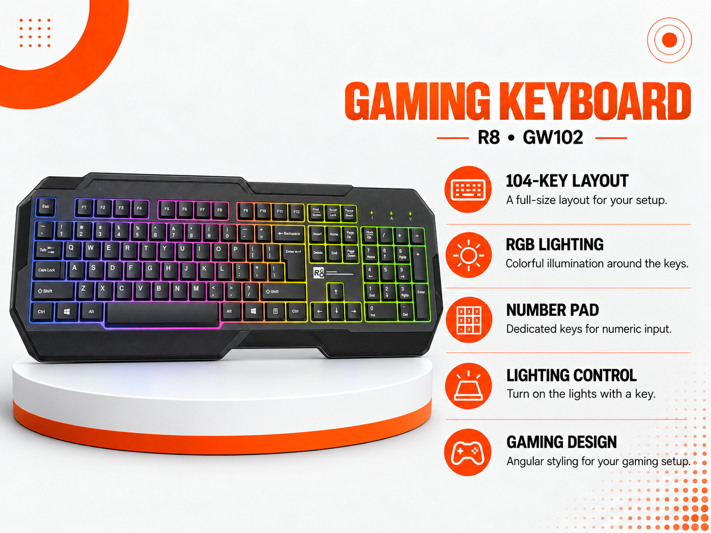 كيبورد R8 GW102 Gaming Keyboard