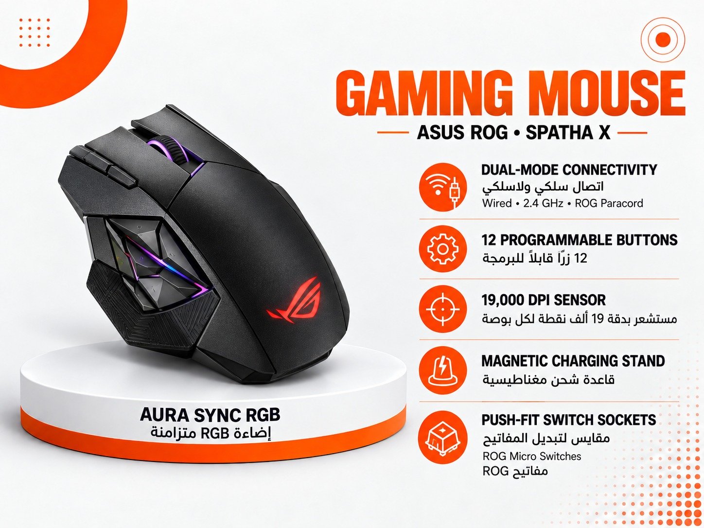 ماوس الألعاب ASUS ROG Spatha X