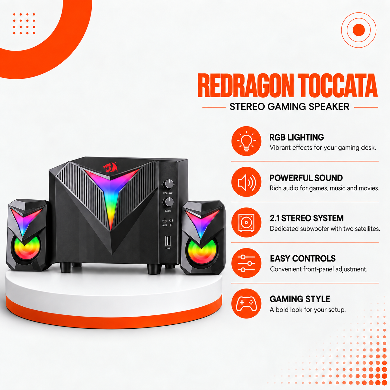 سماعات Redragon TOCCATA – Stereo Gaming Speaker