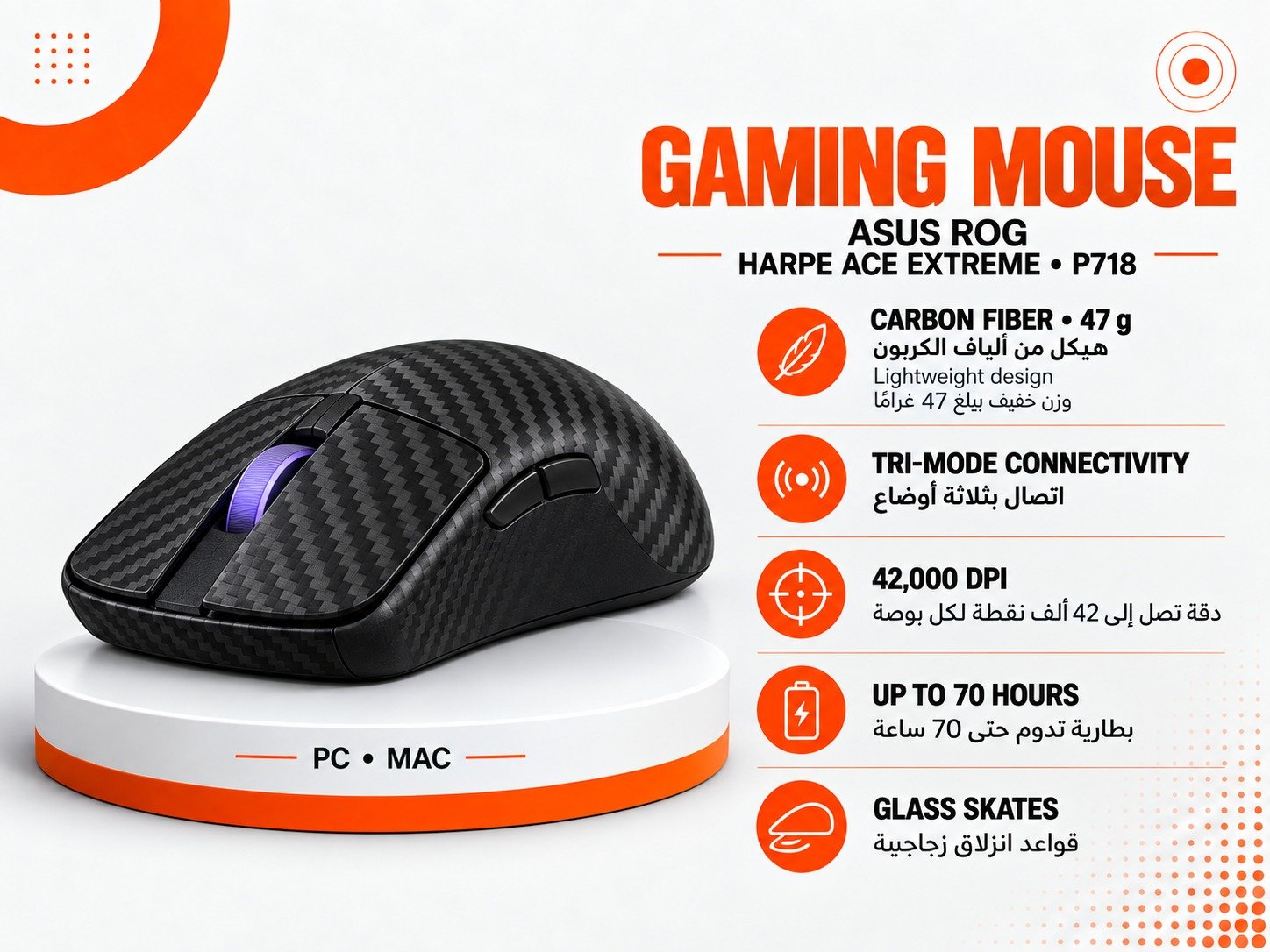 ماوس الألعاب ASUS ROG Harpe Ace Extreme P718