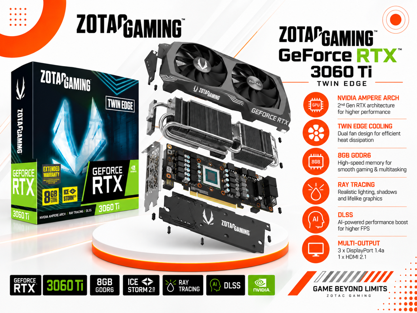 ZOTAC GAMING GeForce RTX 3060 Ti Twin Edge 8G(used)0