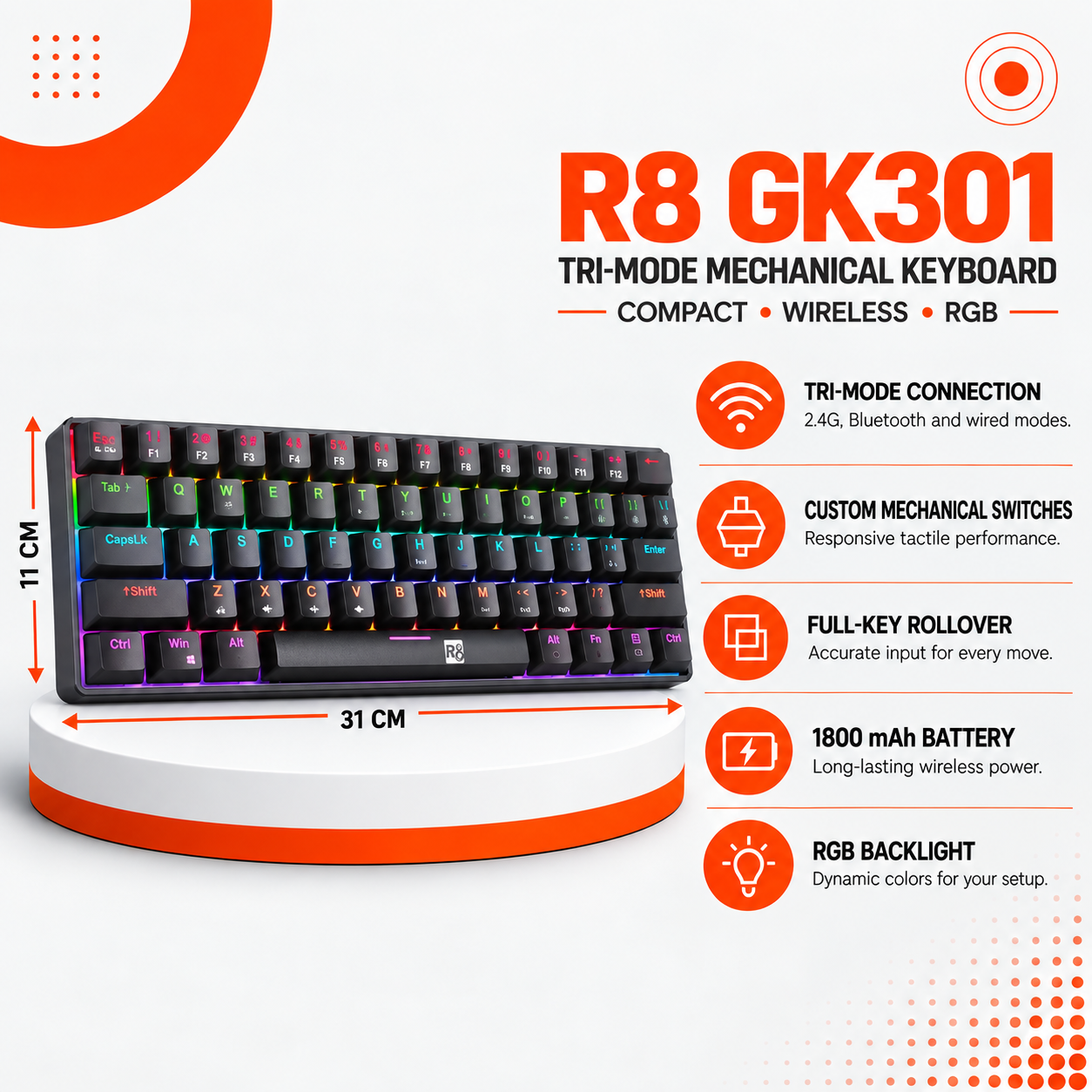 كيبورد R8 GK301 ميكانيكي للألعاب