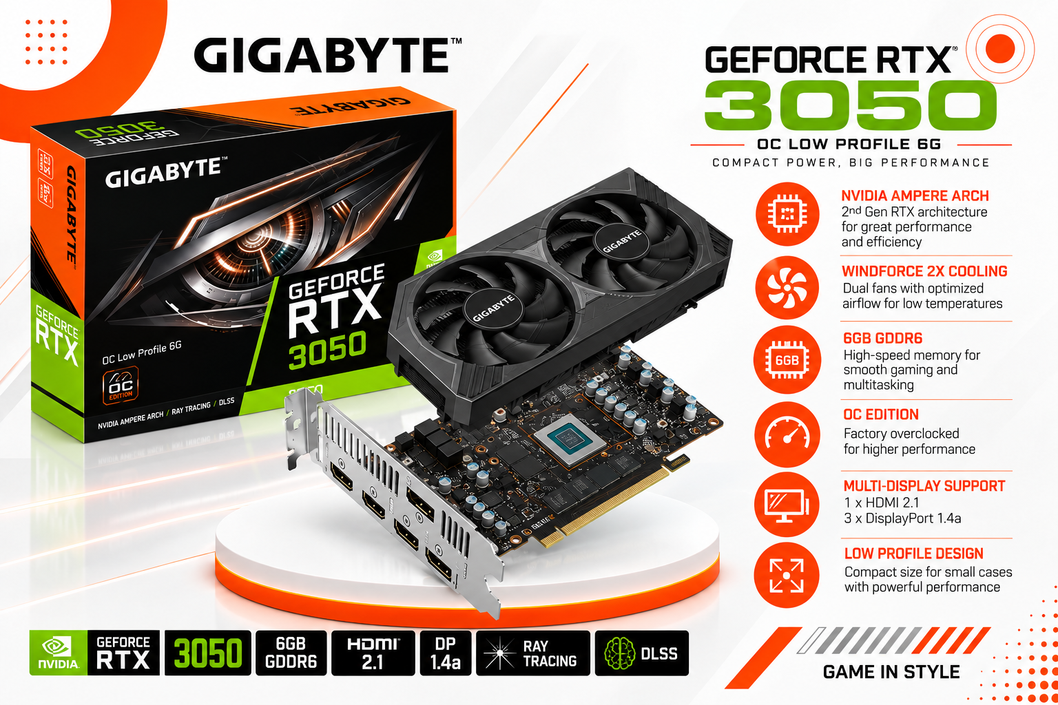 GIGABYTE GeForce RTX 3050 OC Low Profile 6G(used)
