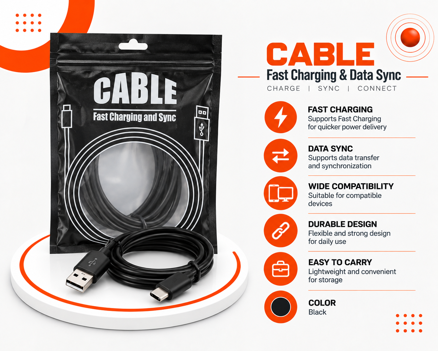 كابل Fast Charging and Sync