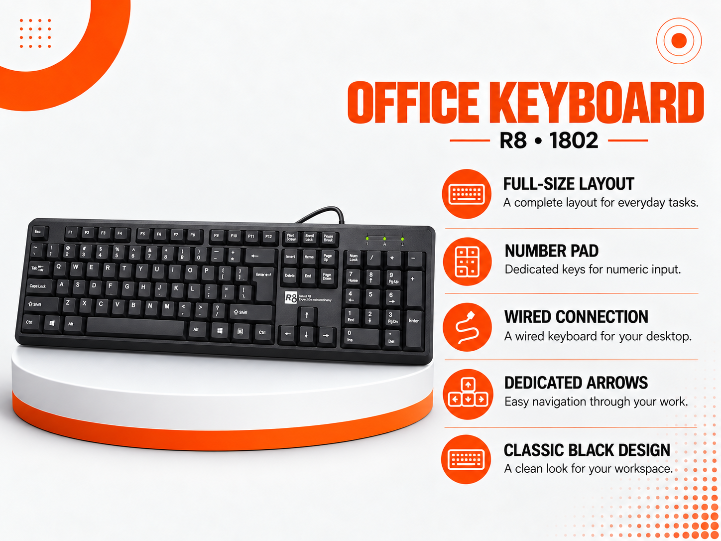 كيبورد R8 1802 Office Keyboard
