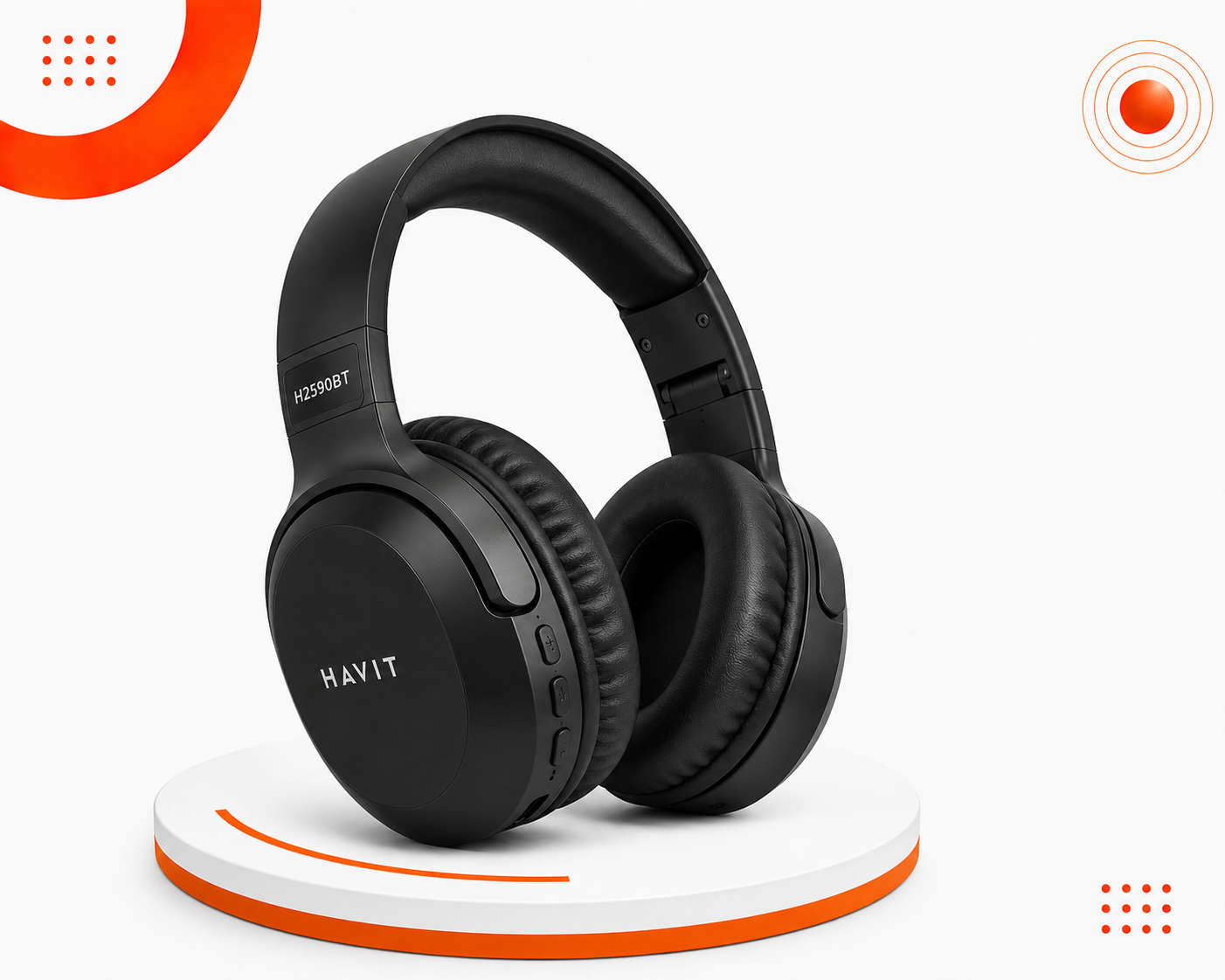 سماعة Havit H2590BT.  - لاسلكية Bluetooth - مكبرات صوت 40mm - صوت Stereo HD - دعم Micro SD - راديو FM - منفذ AUX 3.5mm - تصميم قابل للطي - ميكروفون مدمج