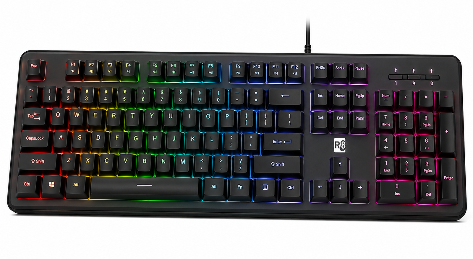 R8 K1001 - كيبورد ميكانيكي Full-Size - 108 مفاتيح - Blue Switches - Full Anti-Ghosting - RGB - USB