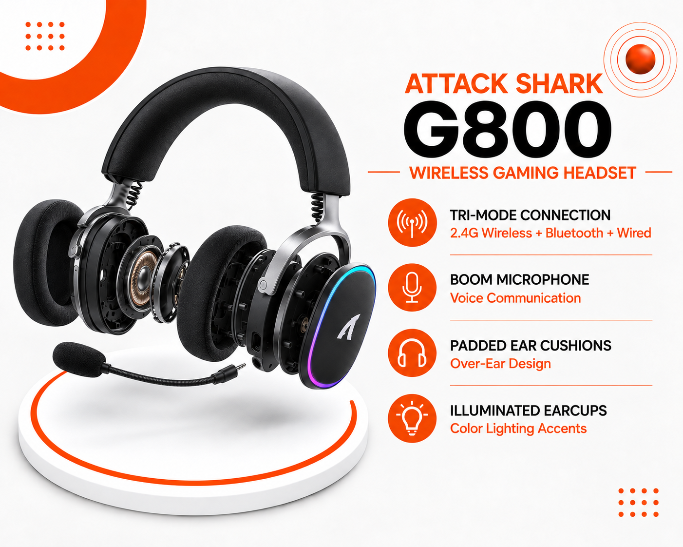 سماعة الألعاب اللاسلكية ATTACK SHARK G800
