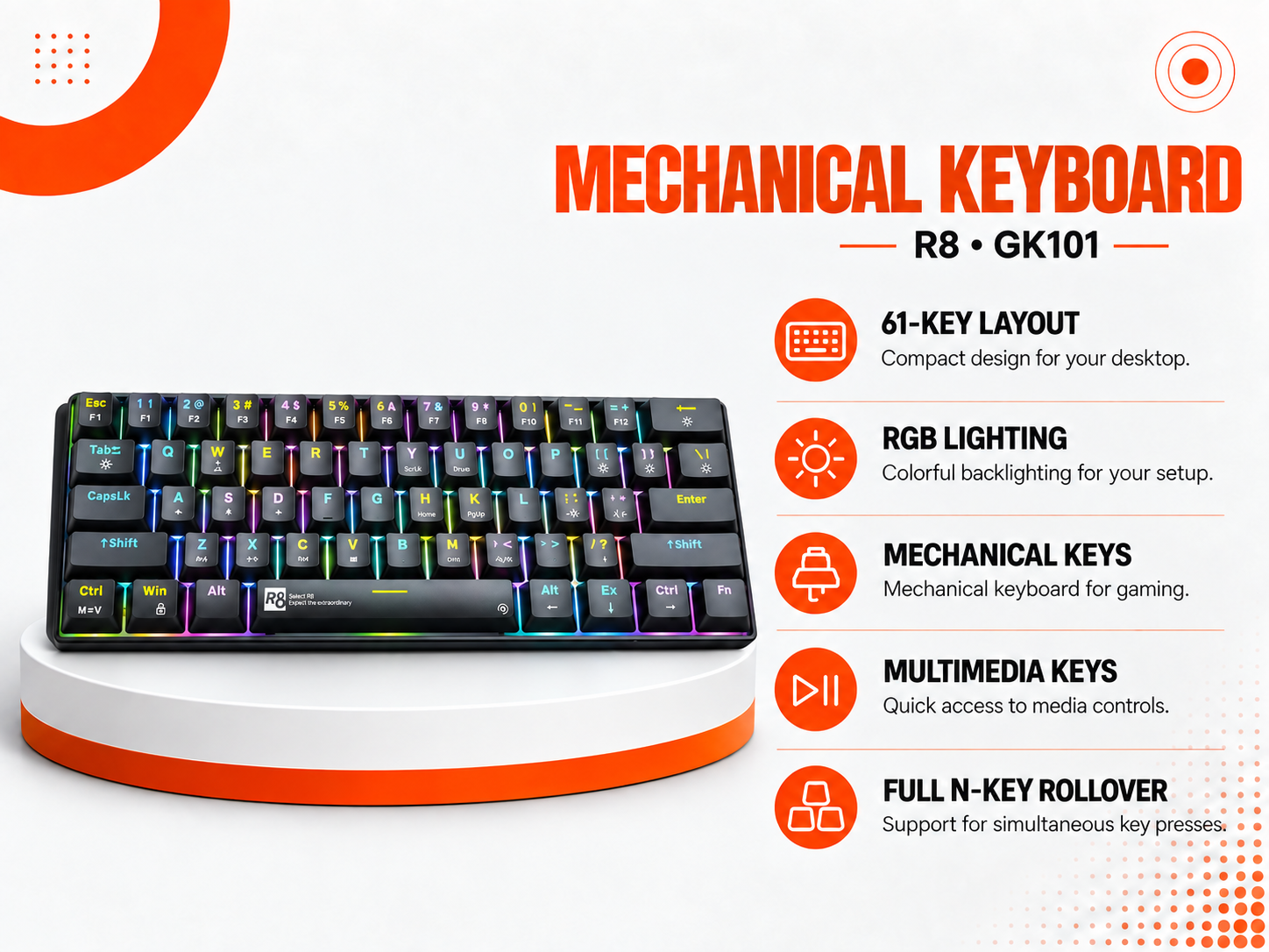 كيبورد R8 GK101 Mechanical Gaming Keyboard