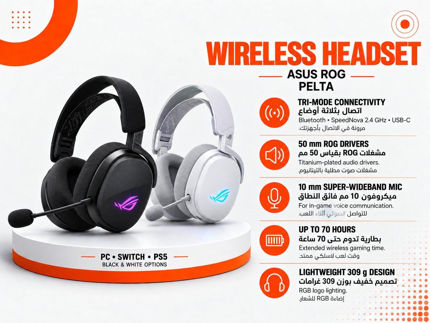 سماعة الألعاب اللاسلكية ASUS ROG Pelta