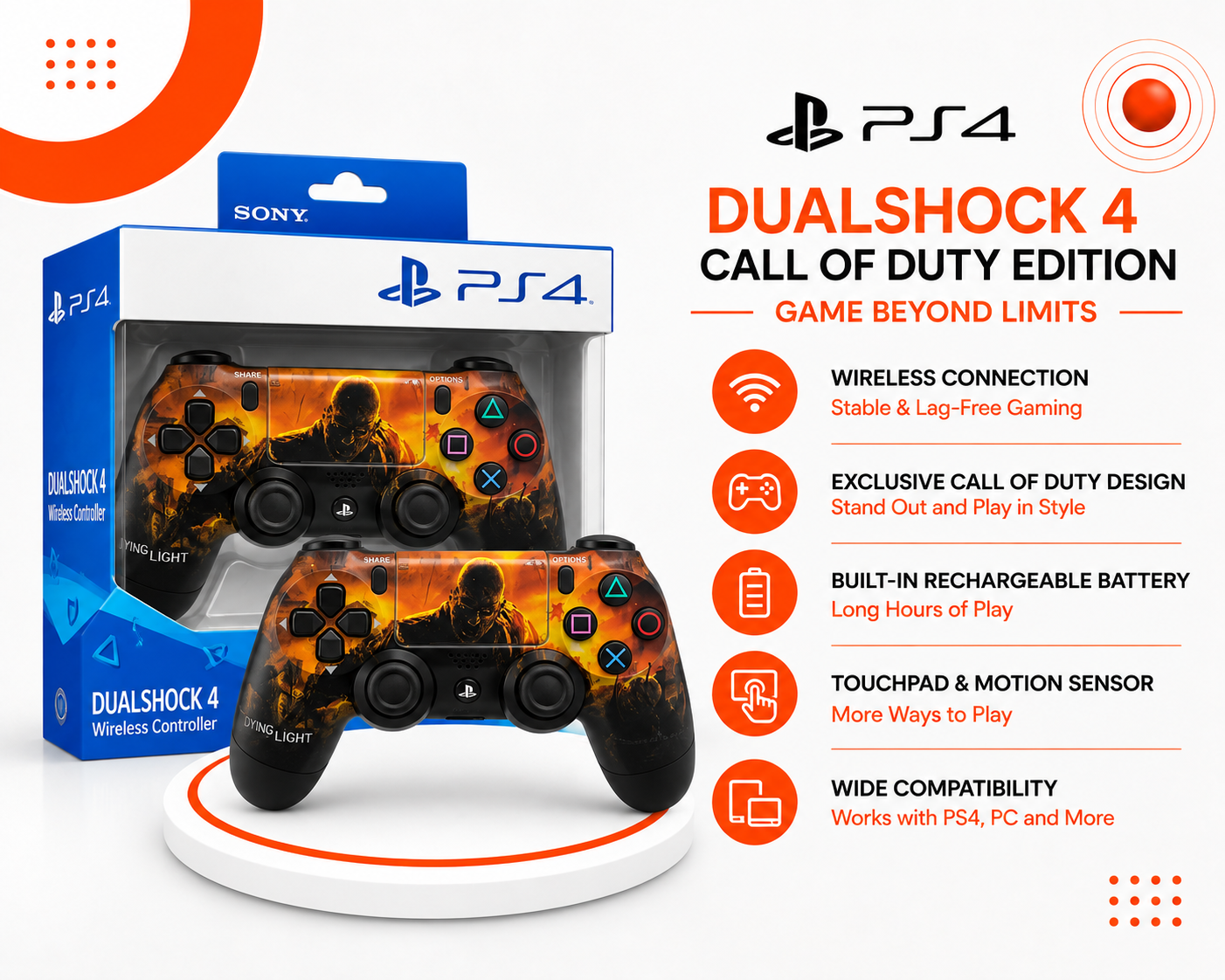 يد تحكم PS4 DualShock 4 – Call of Duty Edition