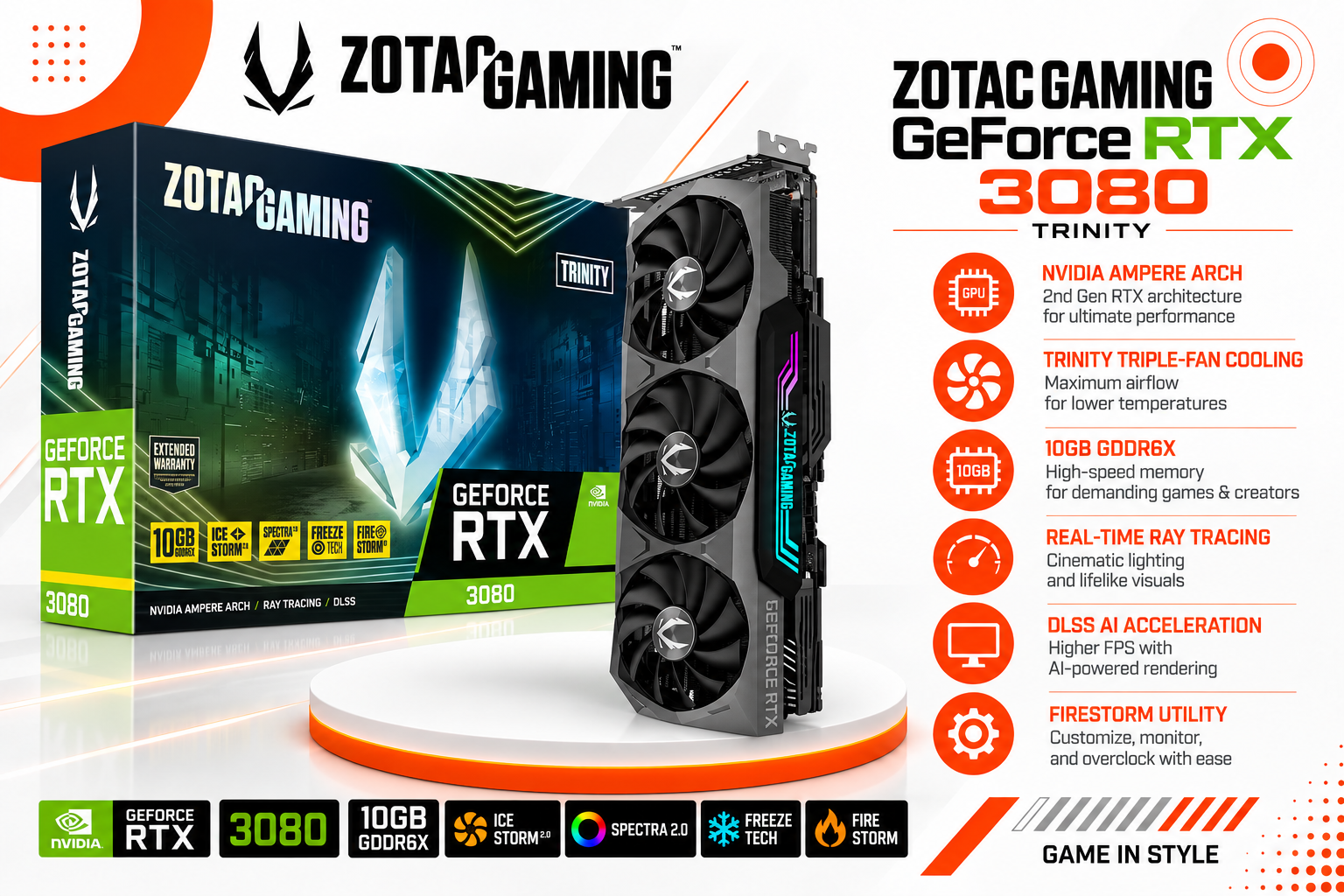 ZOTAC GAMING GeForce RTX 3080 Trinity 10GB(used)