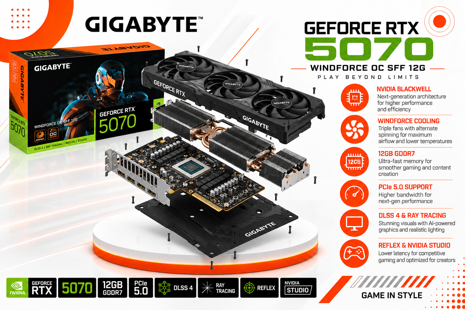 GIGABYTE GeForce RTX 5070 WINDFORCE OC SFF 12G(used)