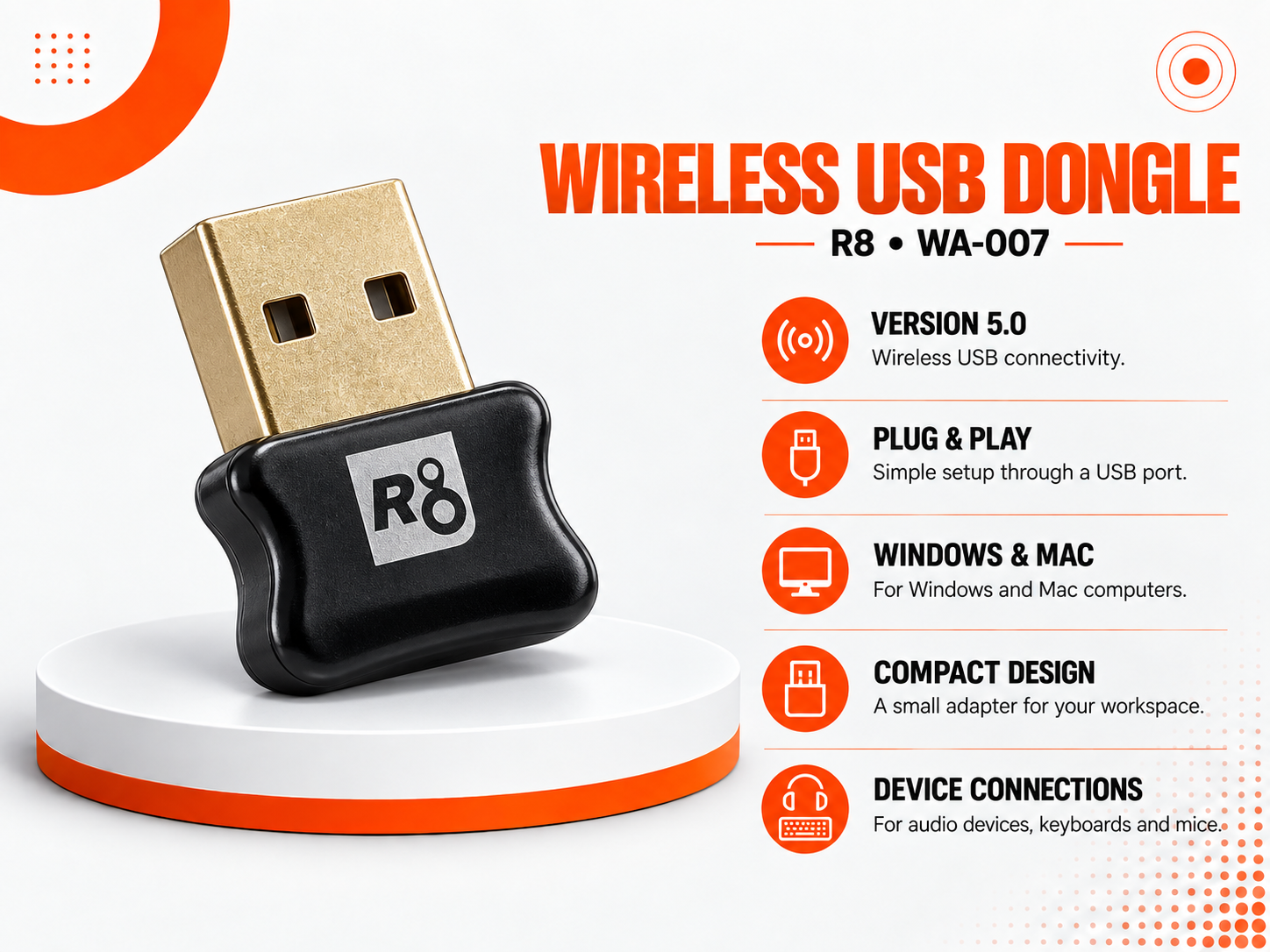 محول USB لاسلكي R8 WA-007