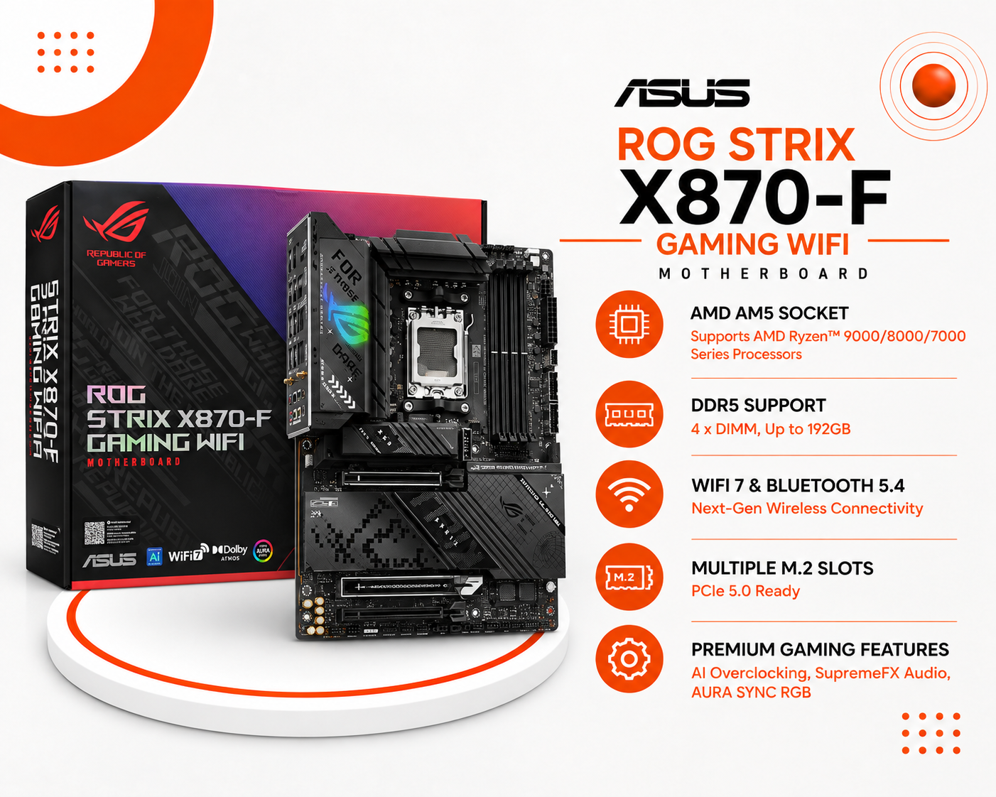 اللوحة الأم ASUS ROG STRIX X870-F GAMING WIFI