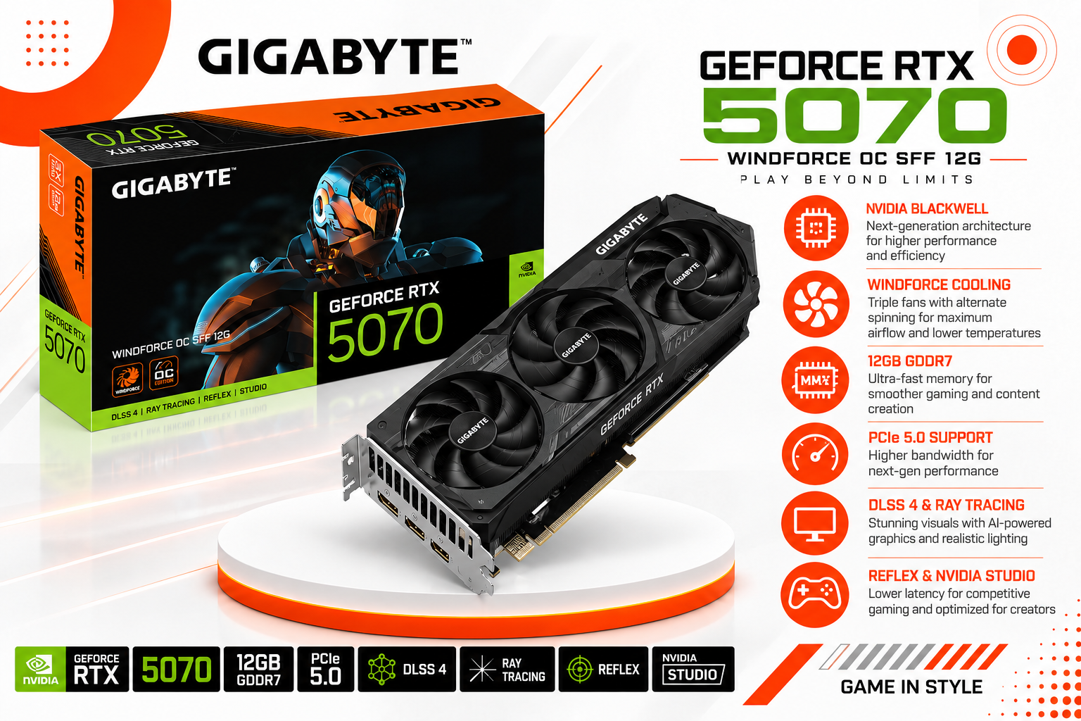 GIGABYTE GeForce RTX 5070 WINDFORCE OC SFF 12G(used)