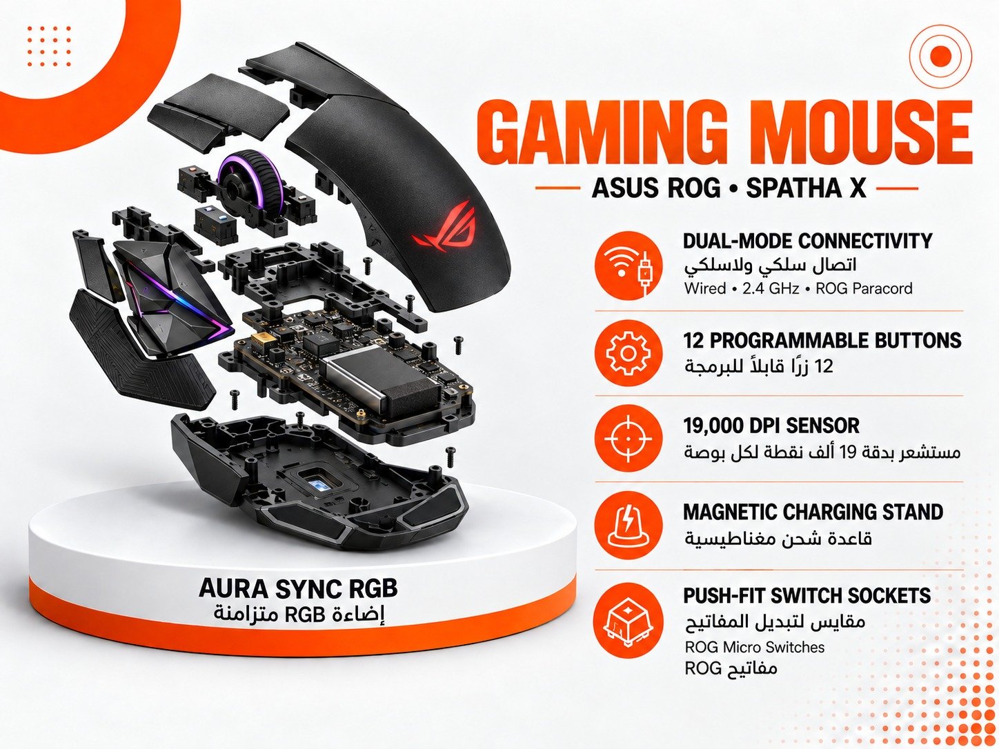ماوس الألعاب ASUS ROG Spatha X