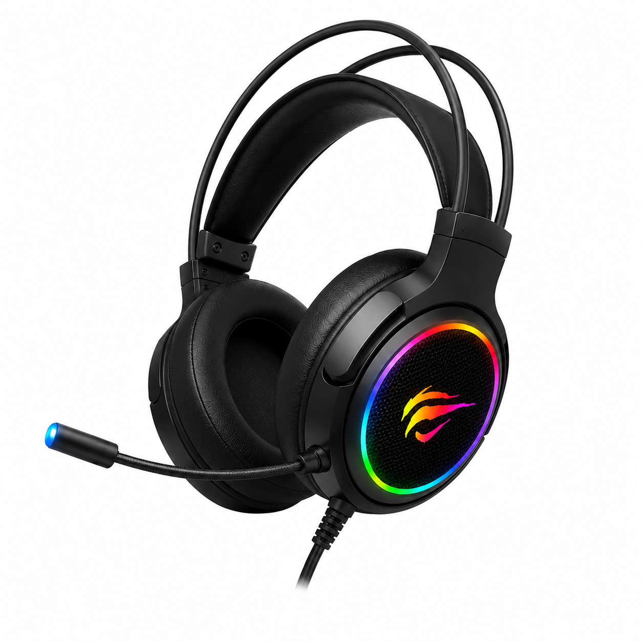 سماعة Havit Gamenote HV-H2232D - سماعة ألعاب سلكية - مشغلات 50mm - صوت 3D Surround - ميكروفون Omnidirectional - إضاءة RGB - كابل 2.2 متر - اتصال 3.5mm + USB