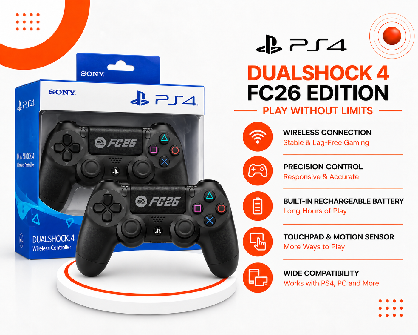 يد تحكم PS4 DualShock 4 – FC26 Edition