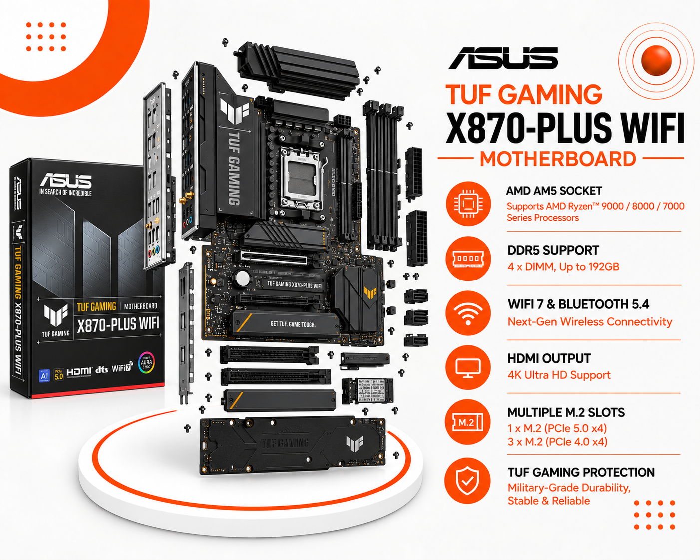 اللوحة الأم ASUS TUF GAMING X870-PLUS WIFI