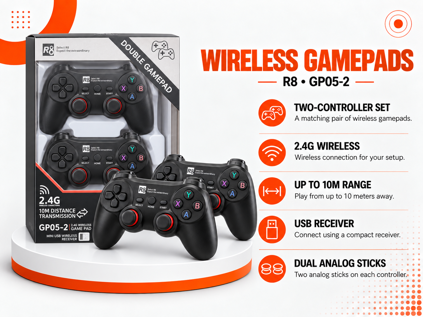 يد تحكم ألعاب لاسلكية R8 GP05-2 Wireless Gamepads
