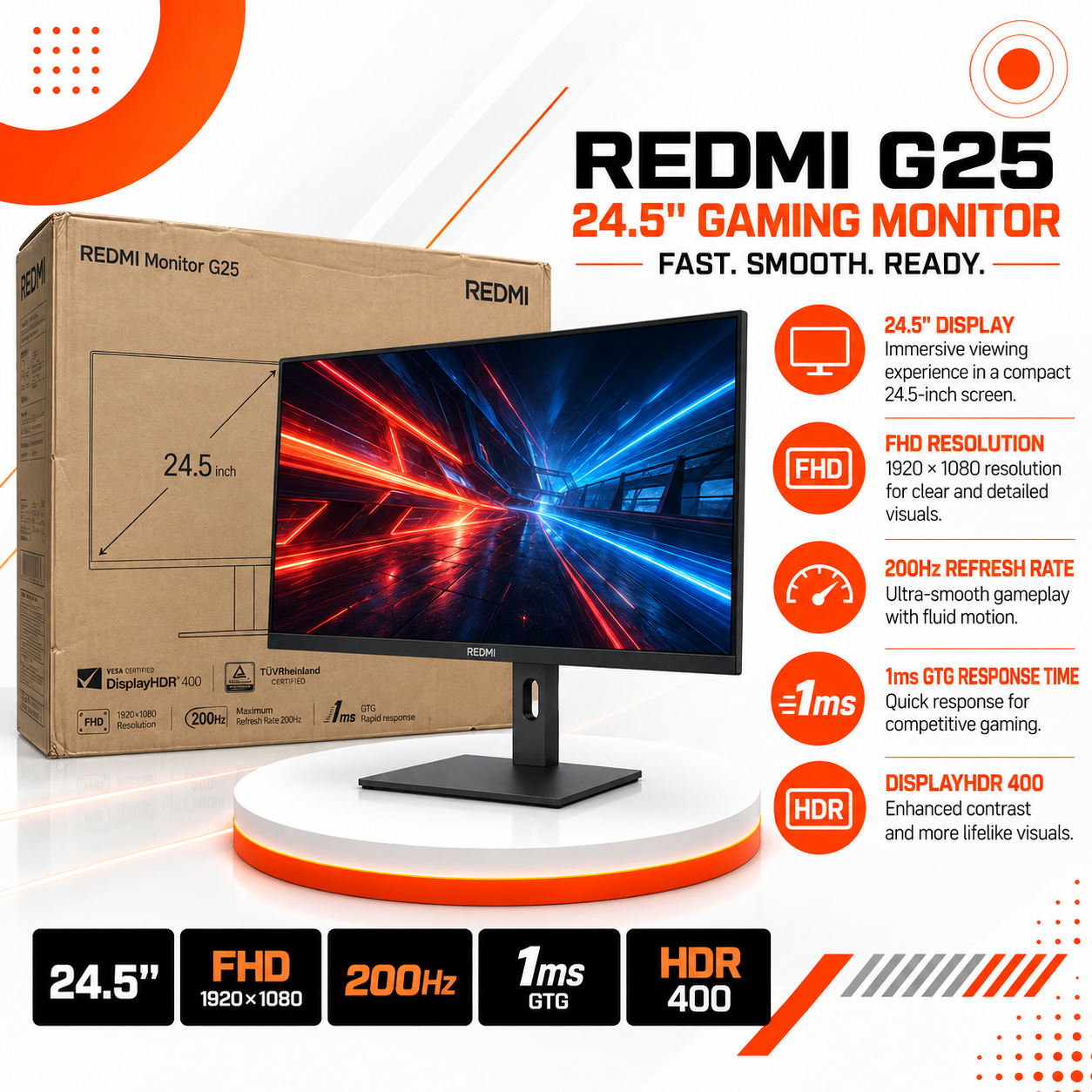 شاشة Redmi G25 24.5" FHD 200Hz Gaming
