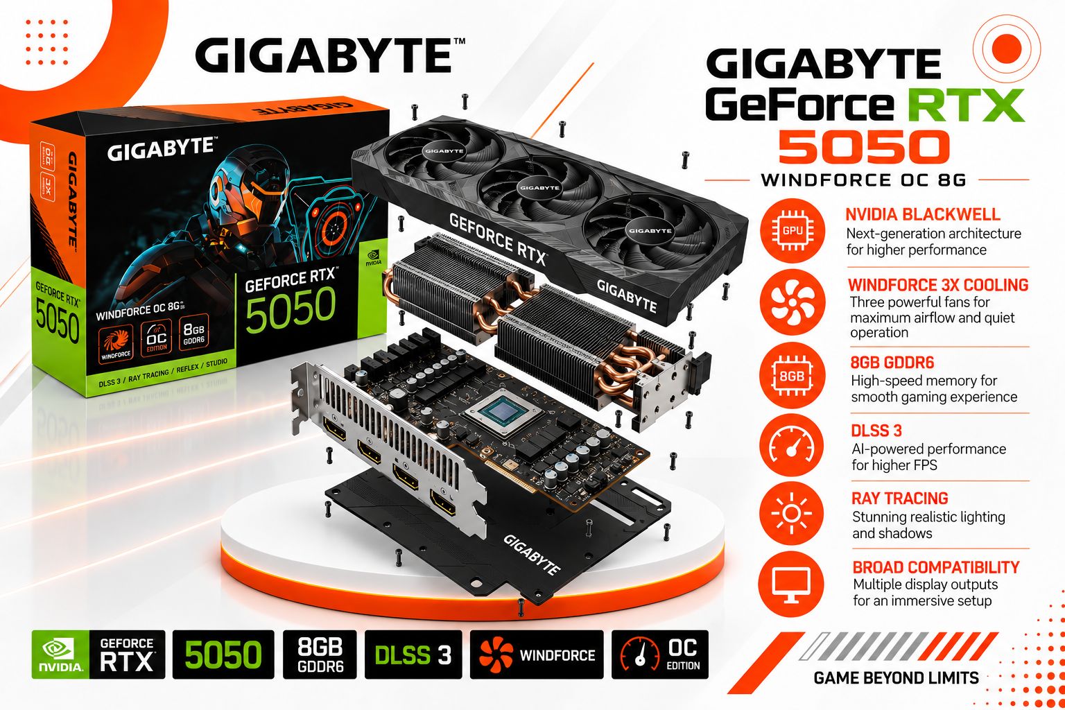 GIGABYTE GeForce RTX 5050 GAMING OC 8G(used)