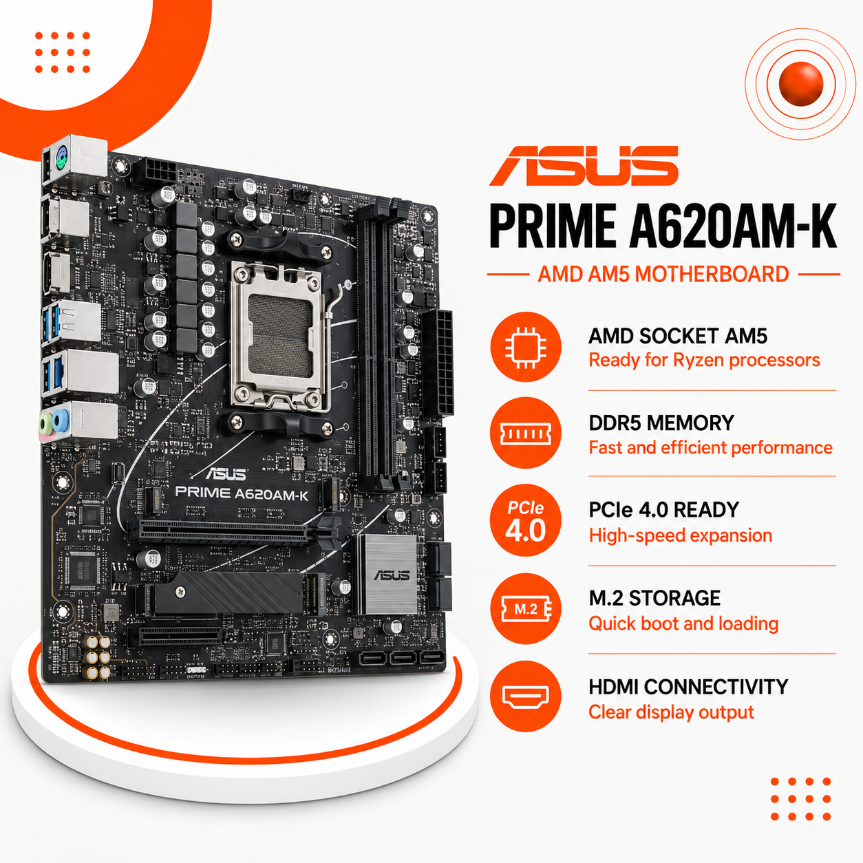 ASUS PRIME A620AM-K – لوحة أم AMD AM5