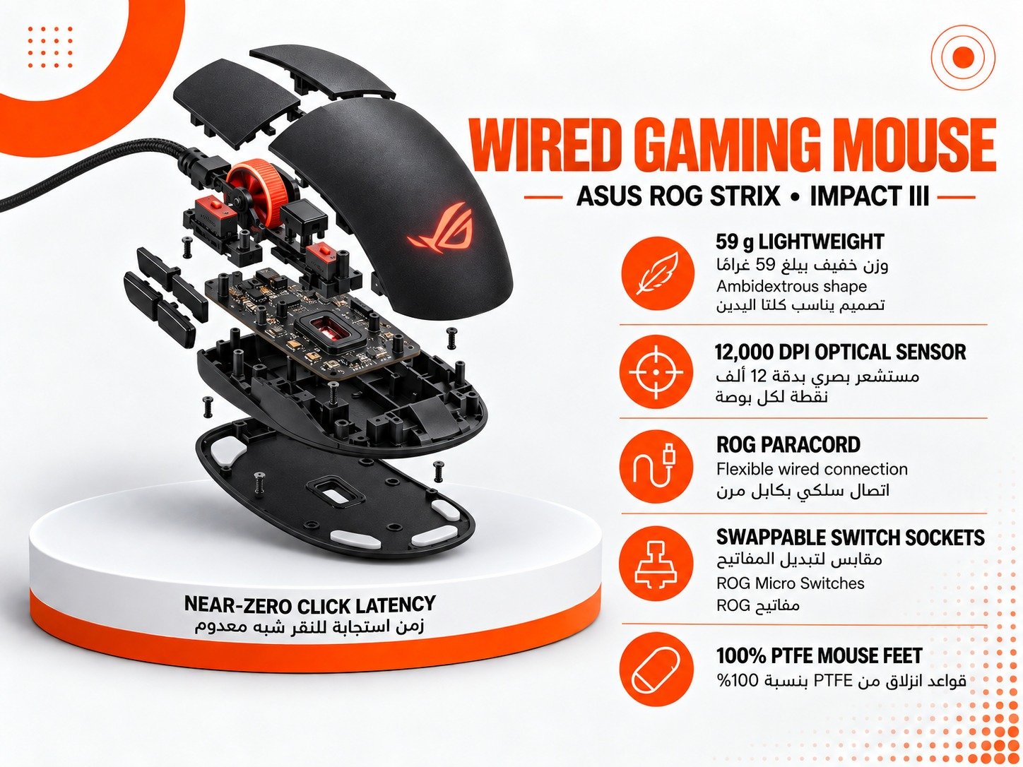 ماوس الألعاب السلكي ASUS ROG Strix Impact III