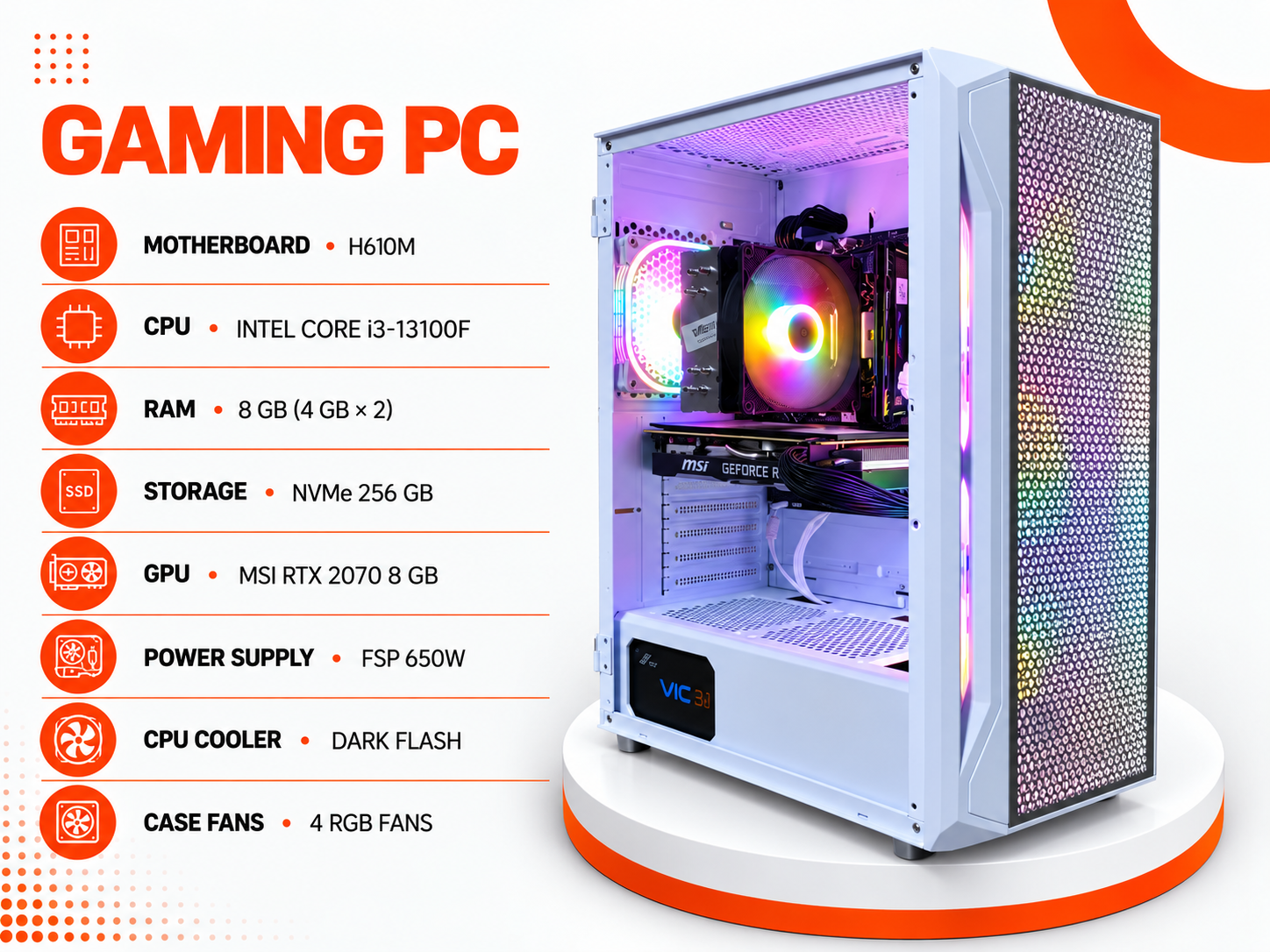 Gaming PC – Intel Core i3-13100F / RTX 2070 8GB