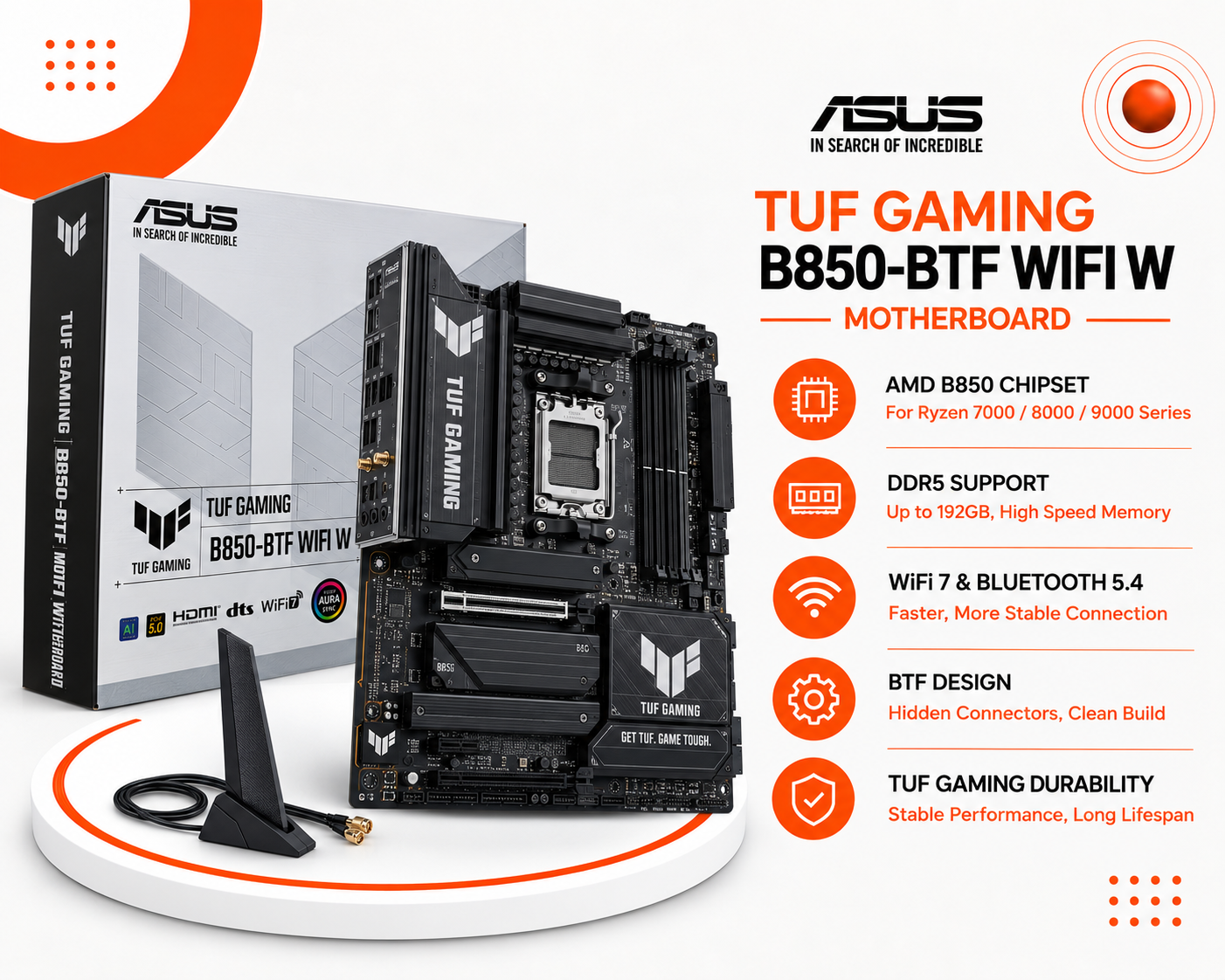 اللوحة الأم ASUS TUF GAMING B850-BTF WIFI W