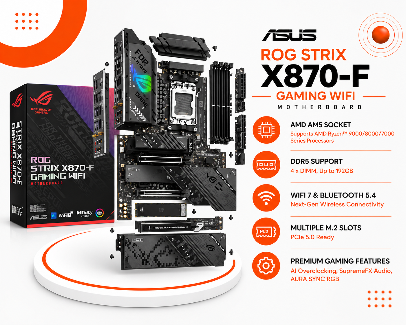 اللوحة الأم ASUS ROG STRIX X870-F GAMING WIFI