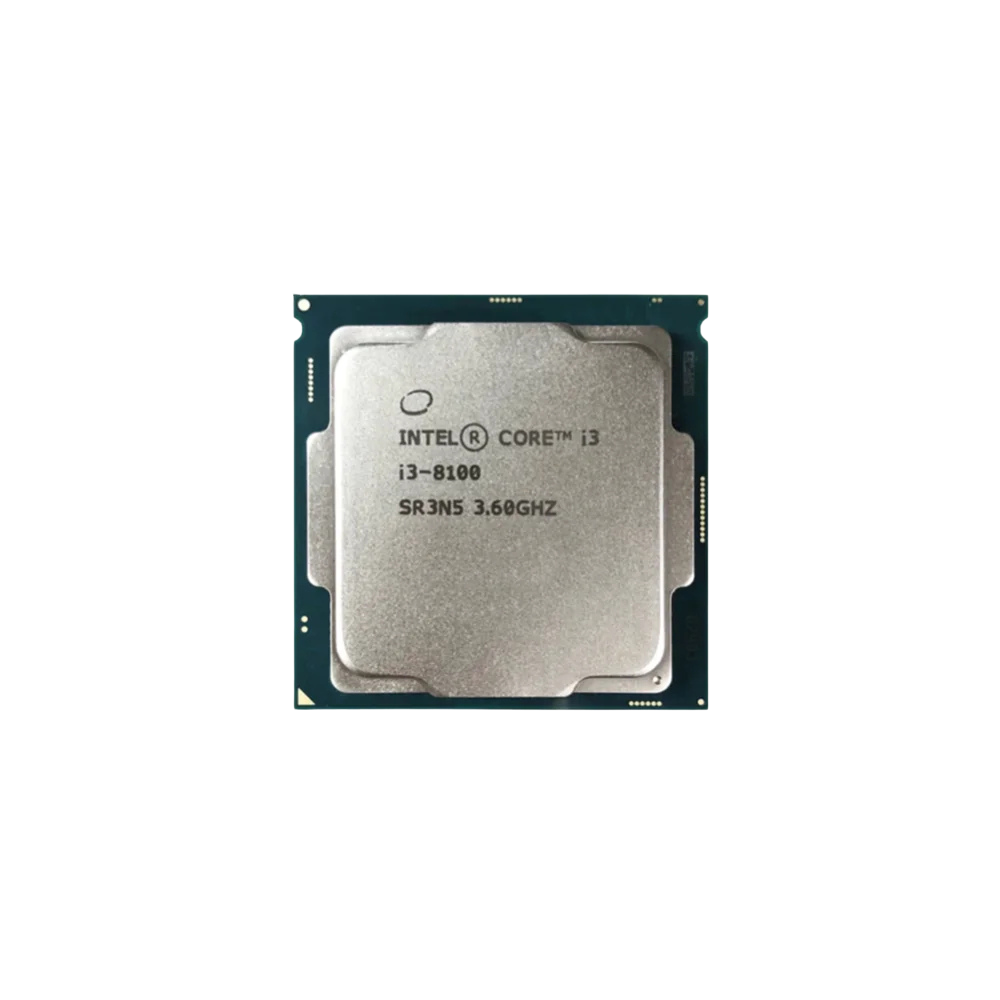 معالج Intel Core i3-8100 جيل ثامن بسرعة 3.60GHz، رباعي النواة (4-Cores) مع 4 خيوط معالجة، كاش 6MB، كرت شاشة مدمج Intel UHD Graphics 630، متوافق مع مقبس LGA 1151 (مستعمل)