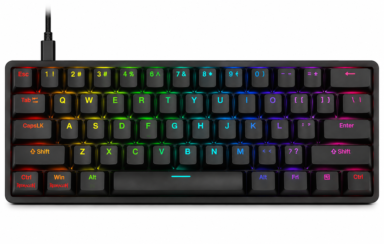 Redragon Nova K709GB-RGB-M - كيبورد ألعاب مغناطيسي - حجم 65% - 68 مفتاح - UltraMag Magnetic Switches - معدل استجابة 8000Hz - Rapid Trigger - RGB - Gasket Mount - سلكي USB Type-C