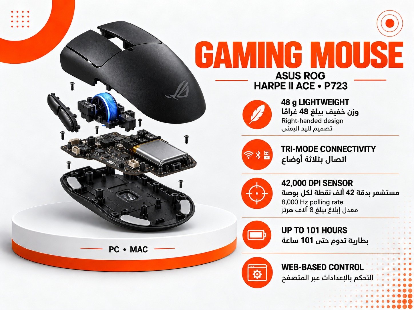 ماوس الألعاب ASUS ROG Harpe II Ace P723