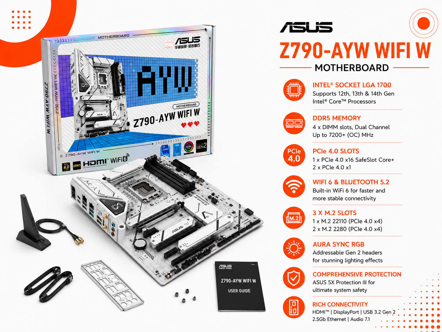 لوحة أم ASUS Z790-AYW WIFI W – Intel Z790 DDR5 مع WiFi 6
