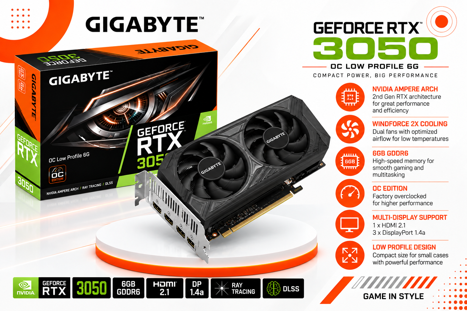 GIGABYTE GeForce RTX 3050 OC Low Profile 6G(used)