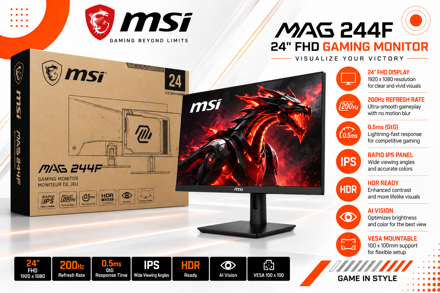 MSI MAG 244F Gaming Monitor