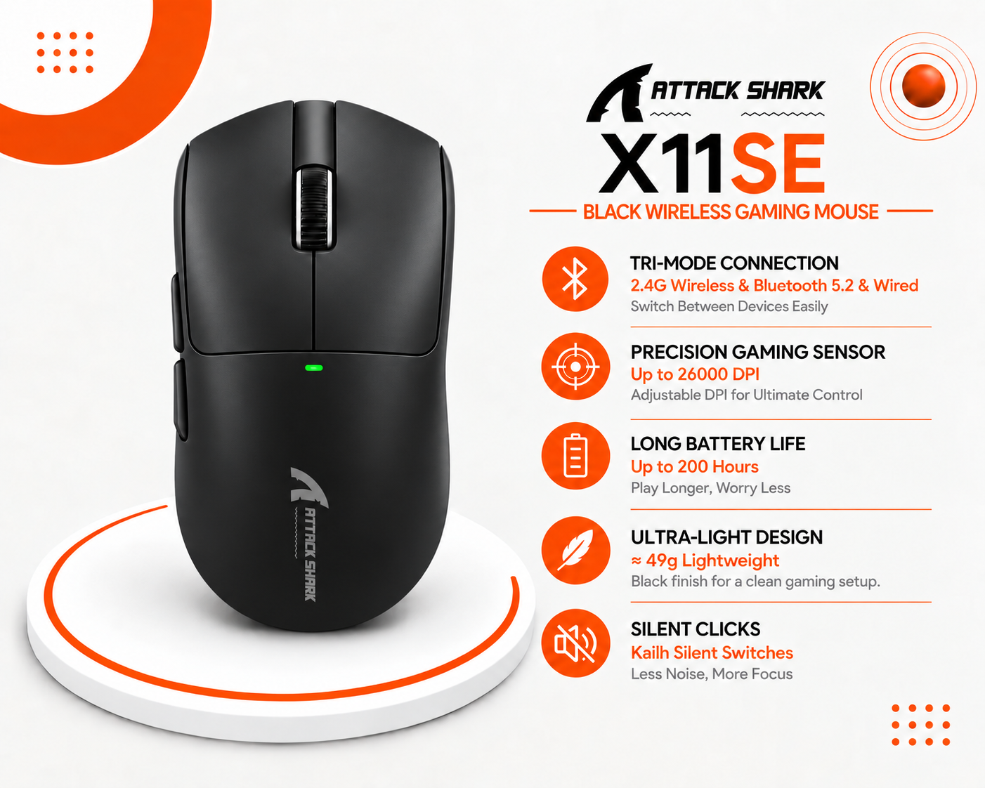 ماوس الألعاب اللاسلكي ATTACK SHARK X11 SE