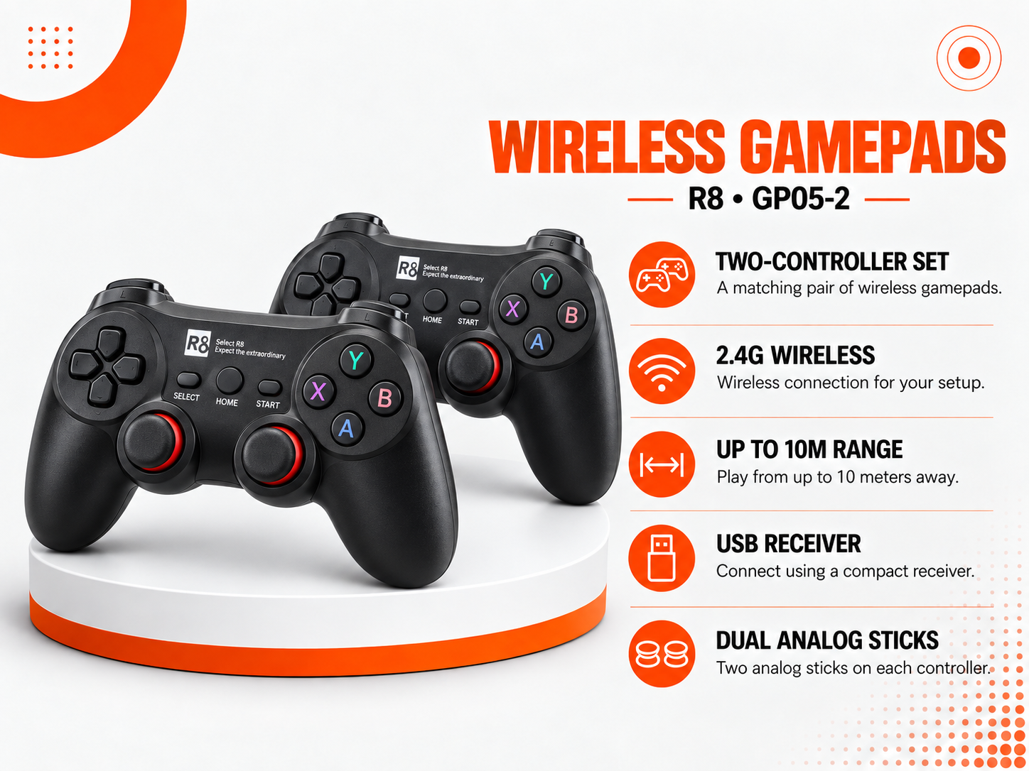يد تحكم ألعاب لاسلكية R8 GP05-2 Wireless Gamepads