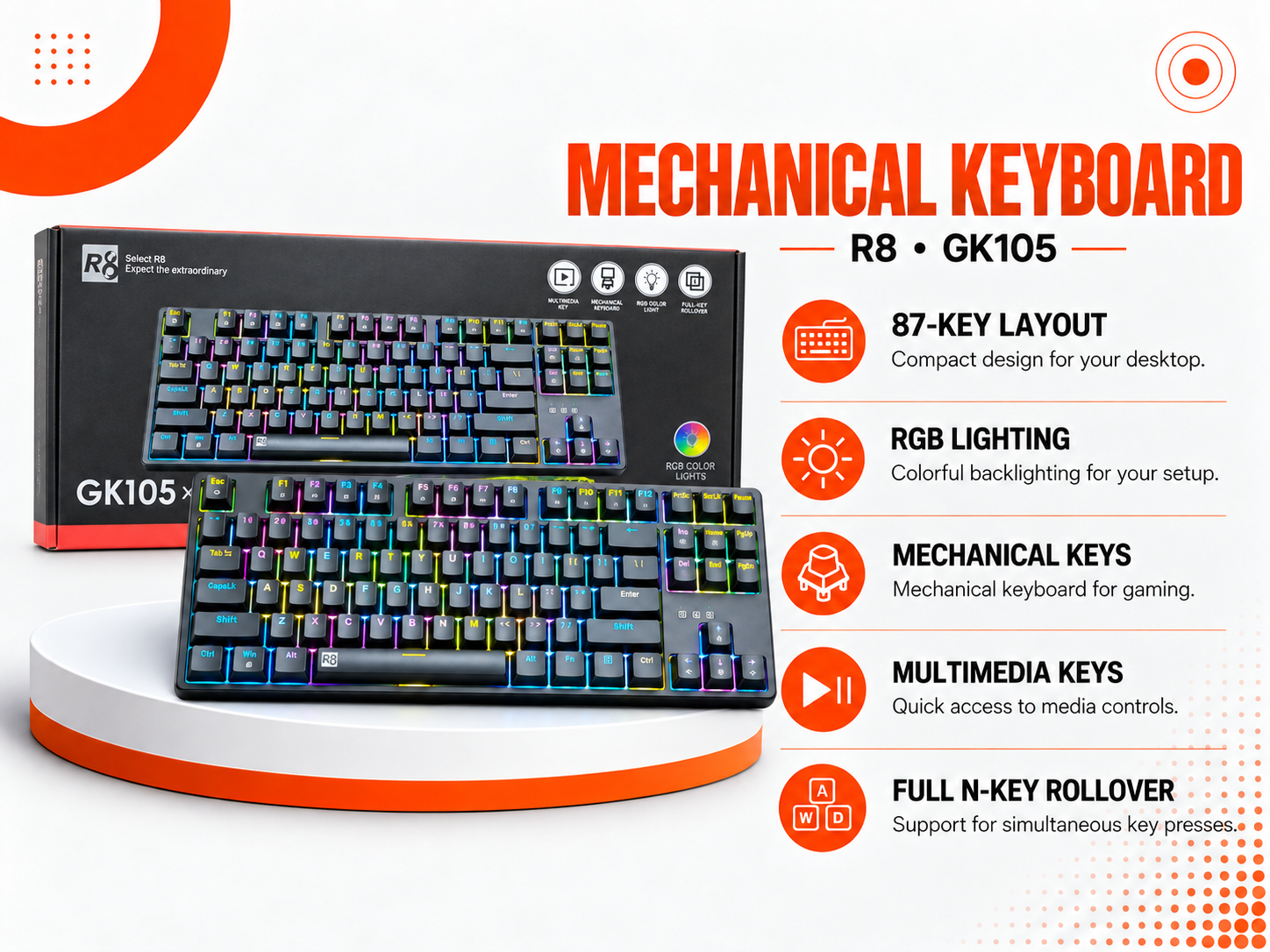 كيبورد R8 GK105 Mechanical Gaming Keyboard