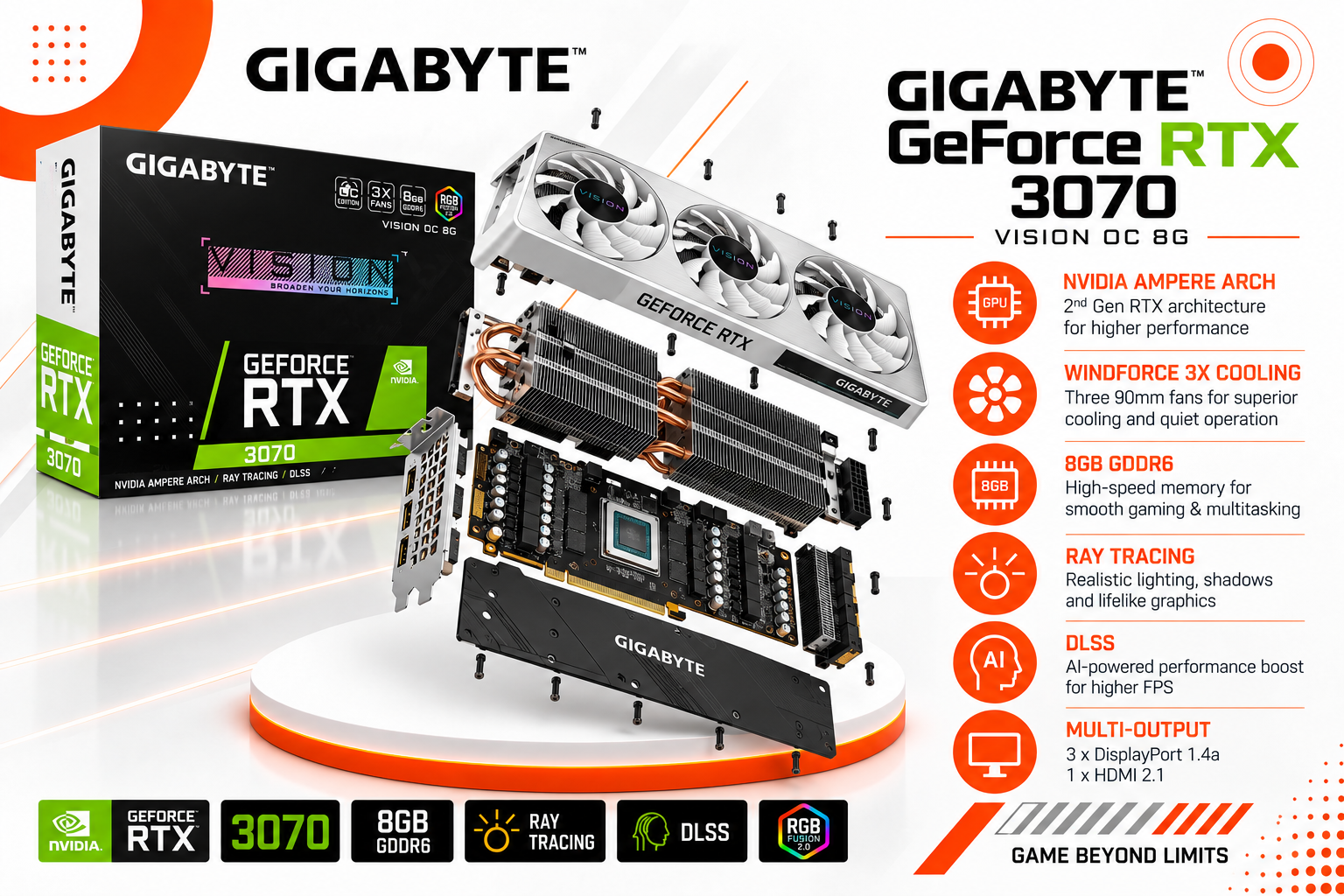 GIGABYTE GeForce RTX 3070 VISION OC 8G(used)