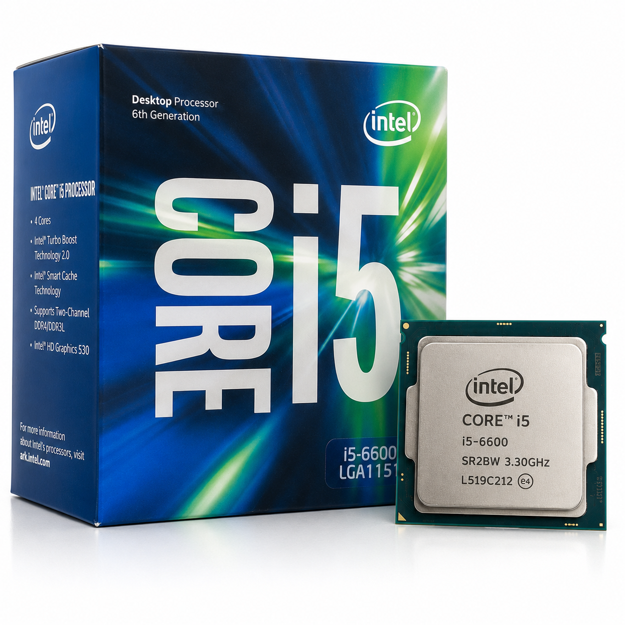 معالج Intel Core i5-6600 جيل 6، بسرعة تصل إلى 3.90GHz، يحتوي على 4 أنوية و 4 مسارات، كاش 6MB Smart Cache، سوكيت LGA1151، مزود بمعالج رسومي Intel HD Graphics 530 (مستعمل)