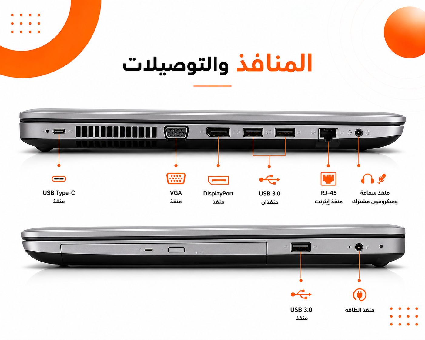 إتش بي ProBook 650 G3 - المعالج Intel Core i5 الجيل السادس HQ - الرام 8GB DDR4 - التخزين 256GB SSD - كرت الشاشة AMD سعة 2GB - الشاشة 15.6 إنش HD بتردد 60Hz - كيبورد كامل - نظام التشغيل Windows 10 Pro