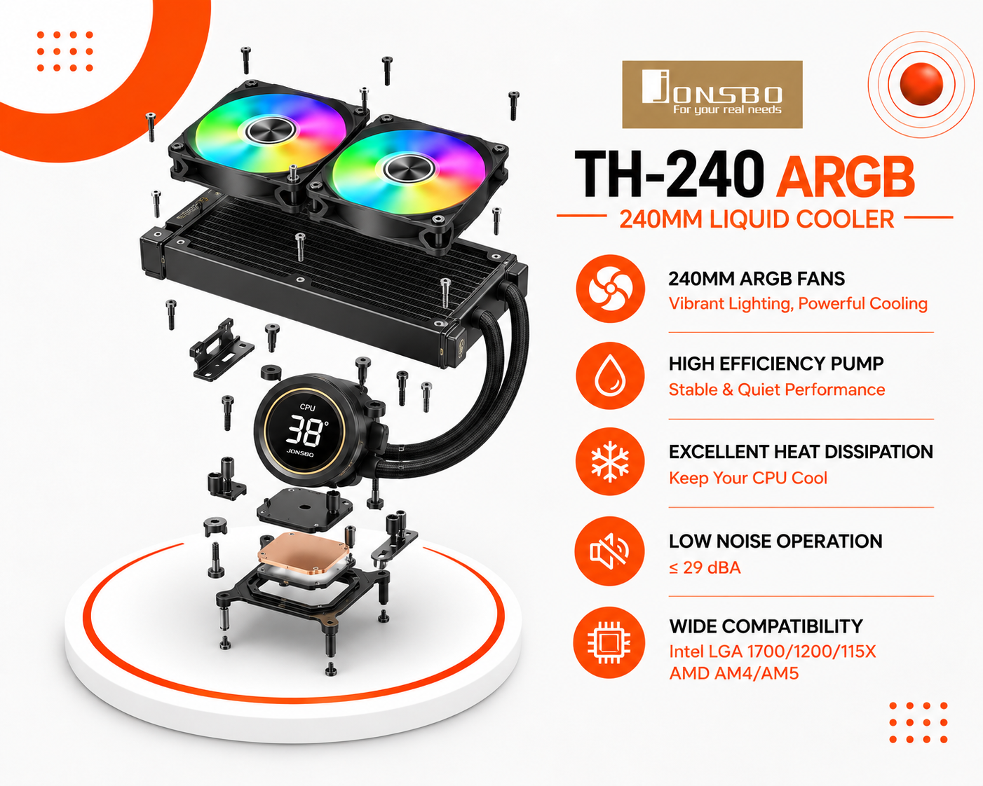 مبرد JONSBO TH-240 ARGB
